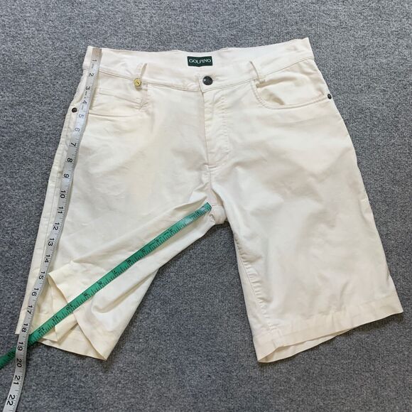Golfino Shorts Mens 32 Ivory Mid Rise Golf Performance Chino Zip Fly Wicking - Picture 8 of 15